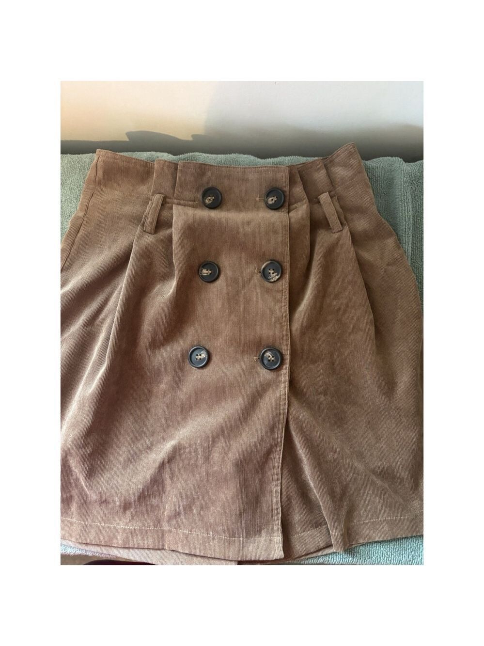Boho Earth Tones Altar'd State Brown Corduroy Double Breasted Mini Skirt Small